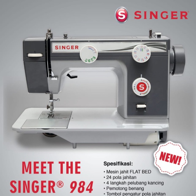 SINGER 984 MESIN JAHIT SEMI PORTABLE FLATBED BODI BESI FULL