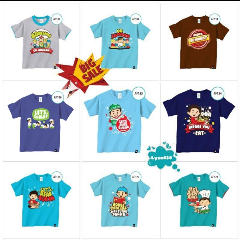 BIG SALE Kaos Afrakids Lengan Pendek Sale AF103 AF104 AF111 AF106 AF118 AF122 AF123 AF154 AF155