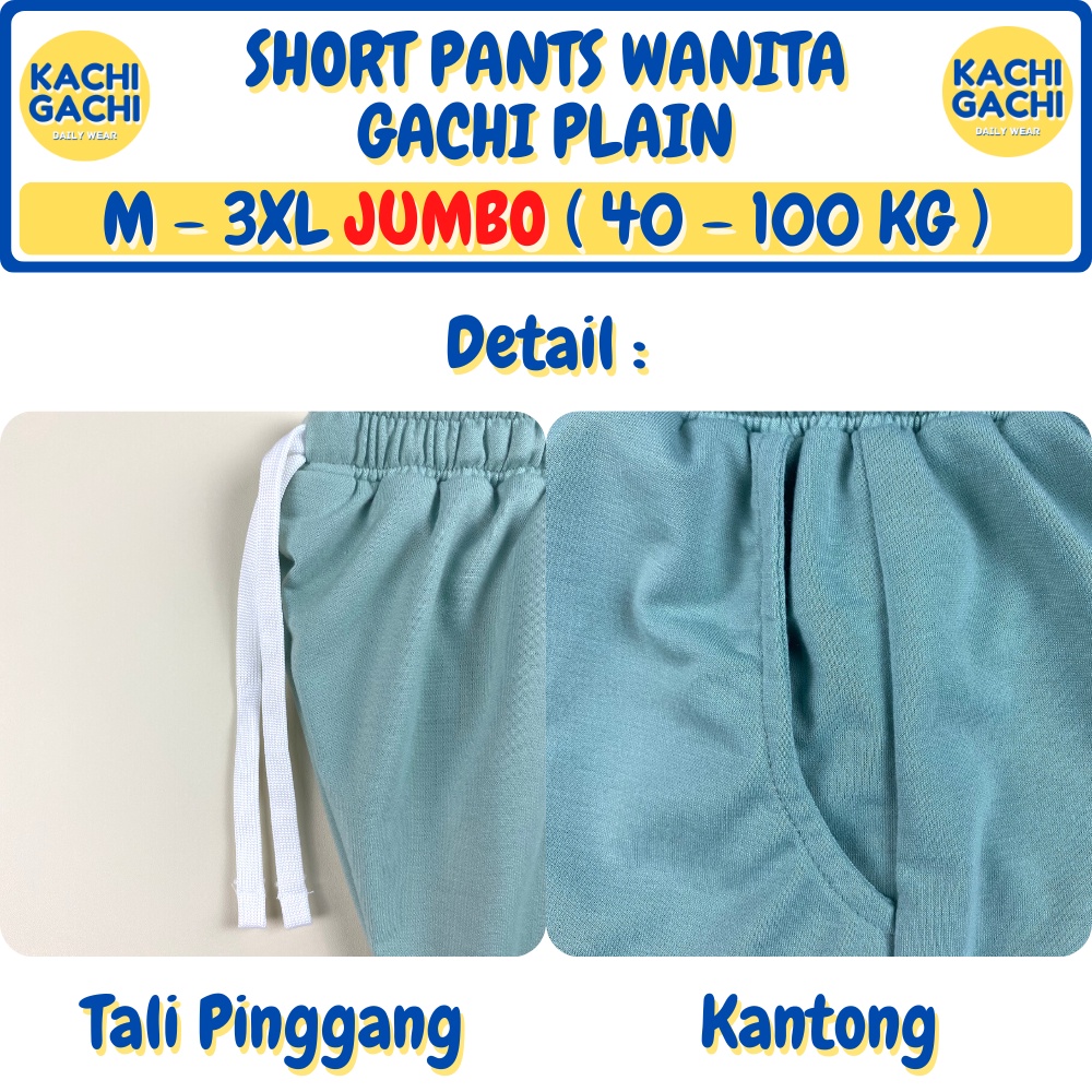 Celana Pendek Wanita Jumbo / Celana Santai Wanita / Celana Kolor Wanita / Short Pants Wanita Big Size - Gachi Plain