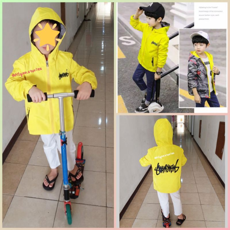 AS Jaket anak laki laki reversible motif army