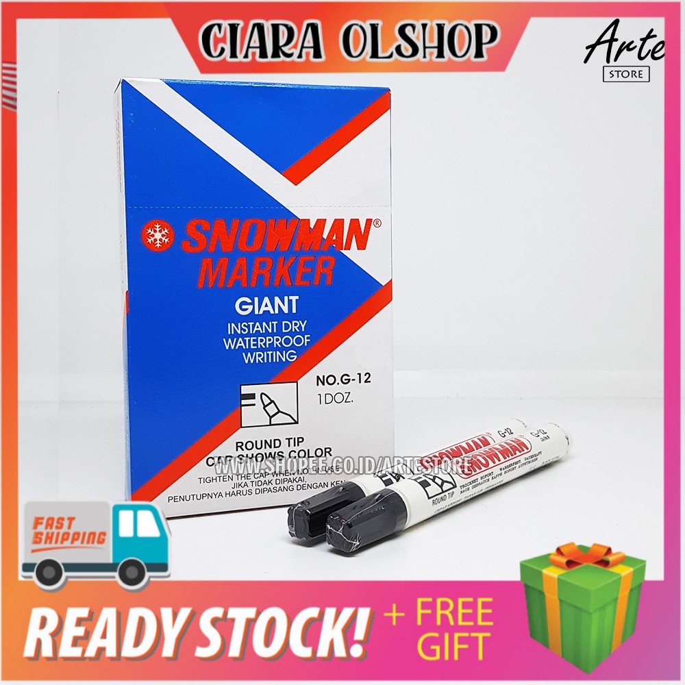 

[1 BOX / 12 PCS] Snowman Permanent Marker Spidol Permanen