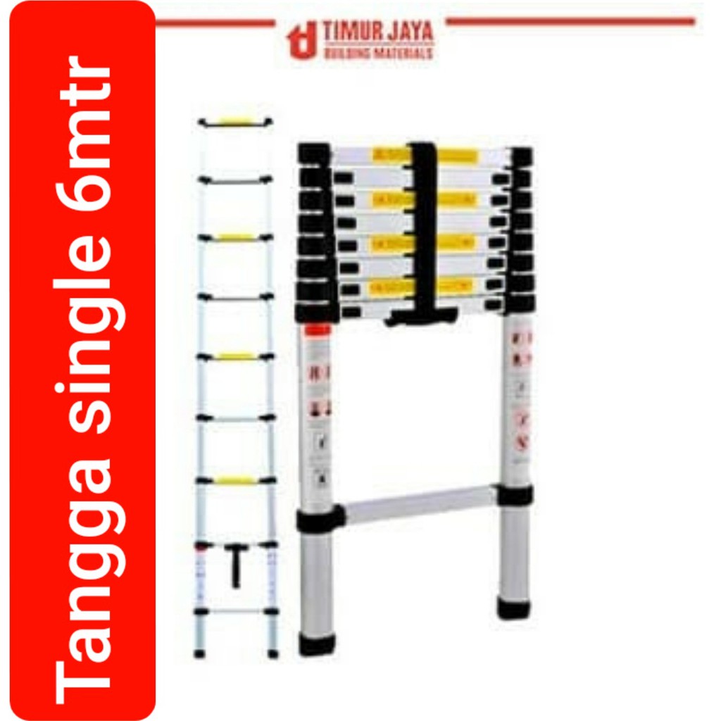 JD Tangga Teleskopik SINGLE 6.2 m Telescopic Extension Ladder bw denko