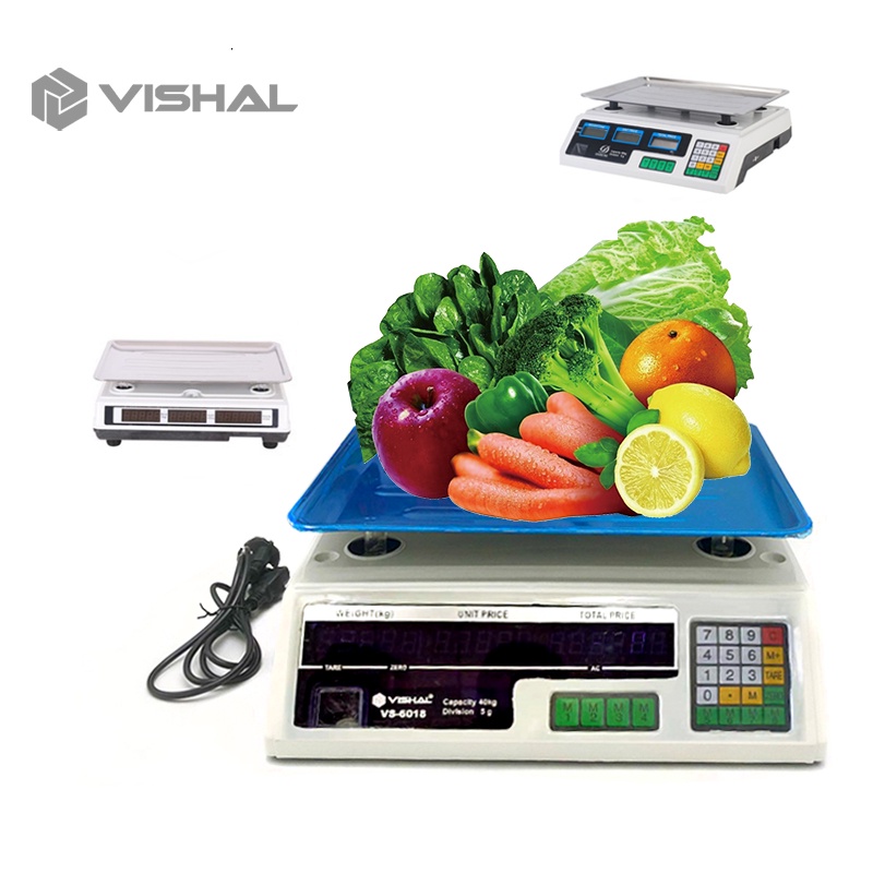 VISHAL Timbangan Buah Digital 40kg Double Display Digital Computing Scale /Timbangan Sayur/Timbangan Digital VS-6018