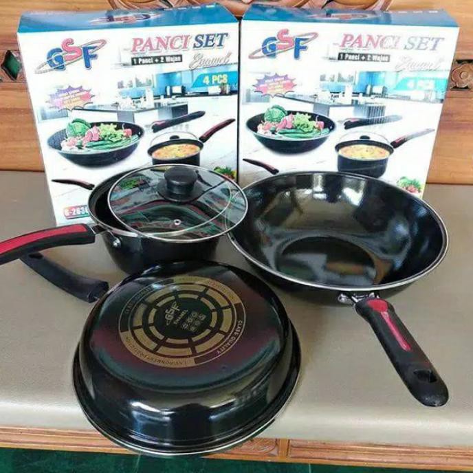 Panci Set Enamel / Panci Gsf Isi 3 Ragilanggara20