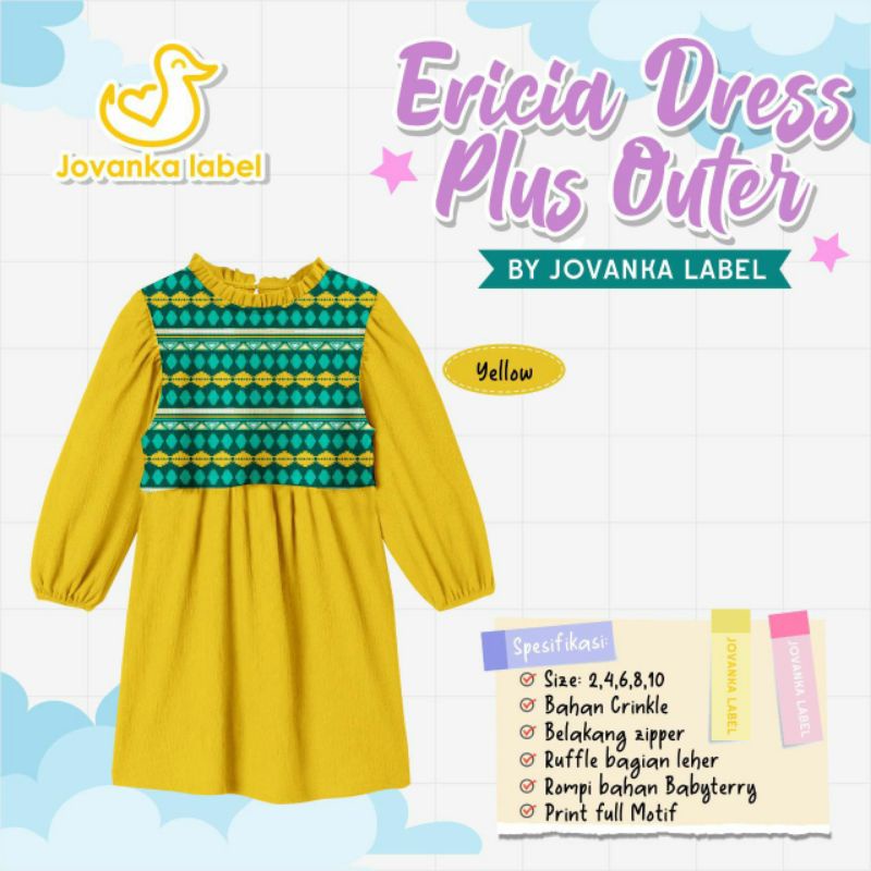 ericia dress plus outer dress pendek dress simple anak baju muslim gamis pakaian muslim cewek gamis 