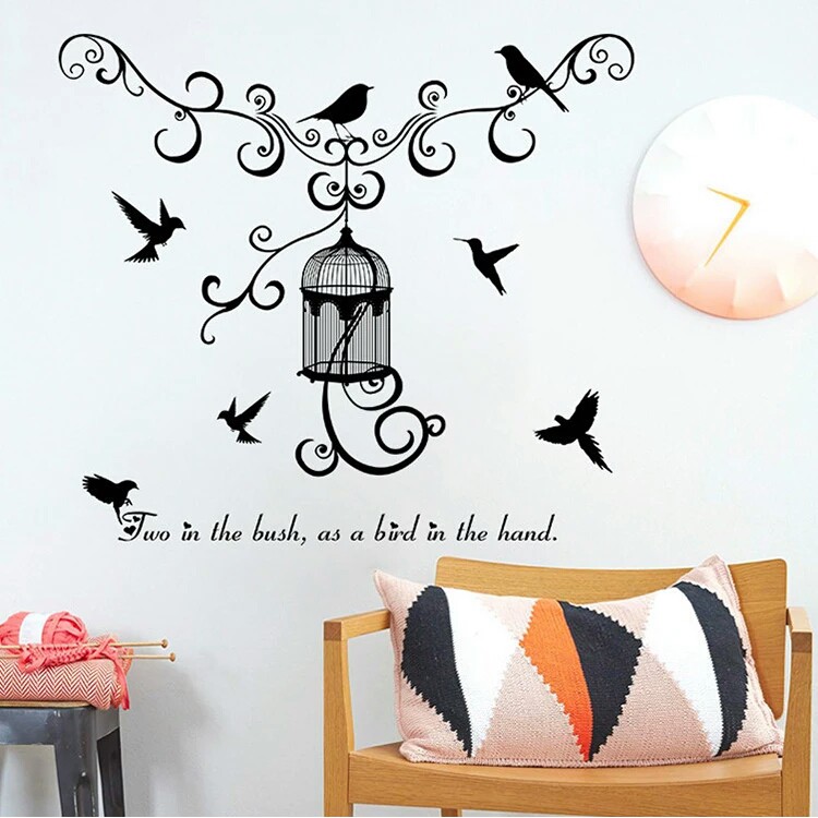 RELIZA WALLSTICKER SANGKAR HITAM BIRDS BLACK CAGE SK7055 STIKER DINDING WALL STICKER