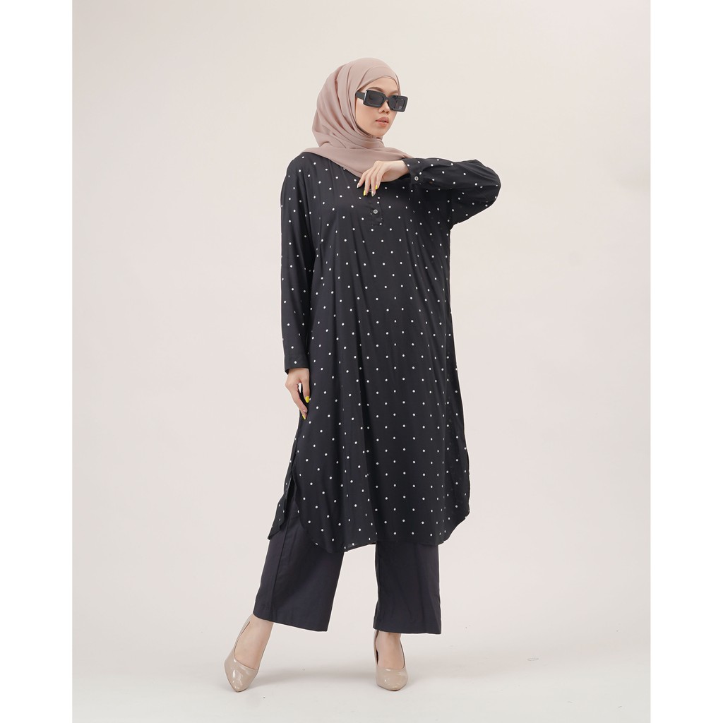 MIDI DRESS TUNIK BASIC SANDRA KATUN RAYON PREMIUM MOTIF TUNIC BTS B165 CO