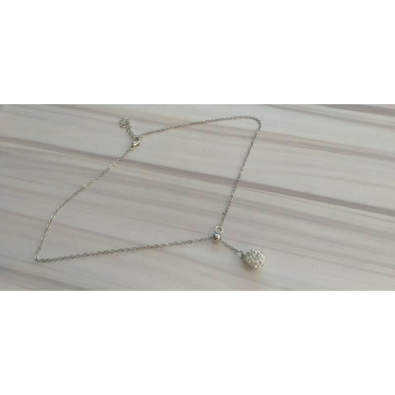 (Fy)Kalung Stainless Crystal Bentuk Bola Diamond / Titanum Crystal Jewelry B15