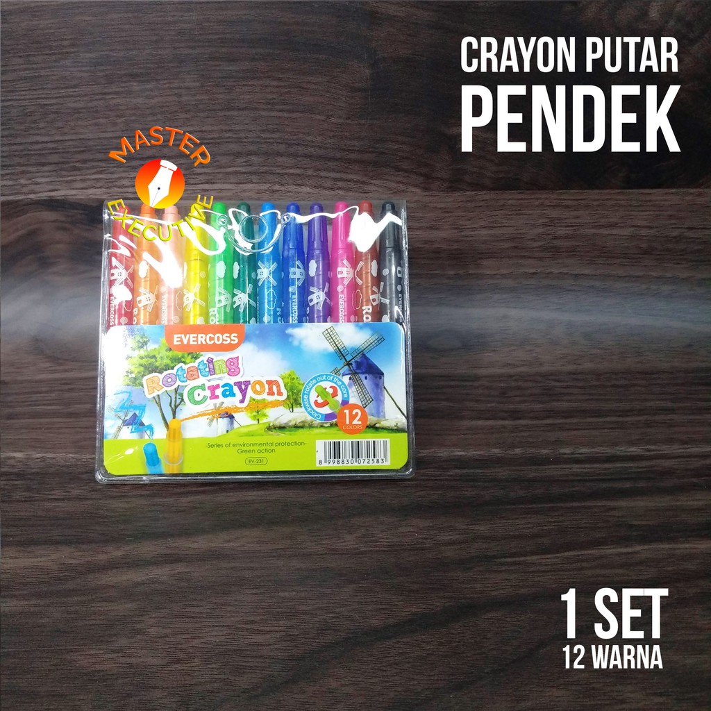 Evercoss Krayon Putar Pendek 12 Warna / Rotating Crayon