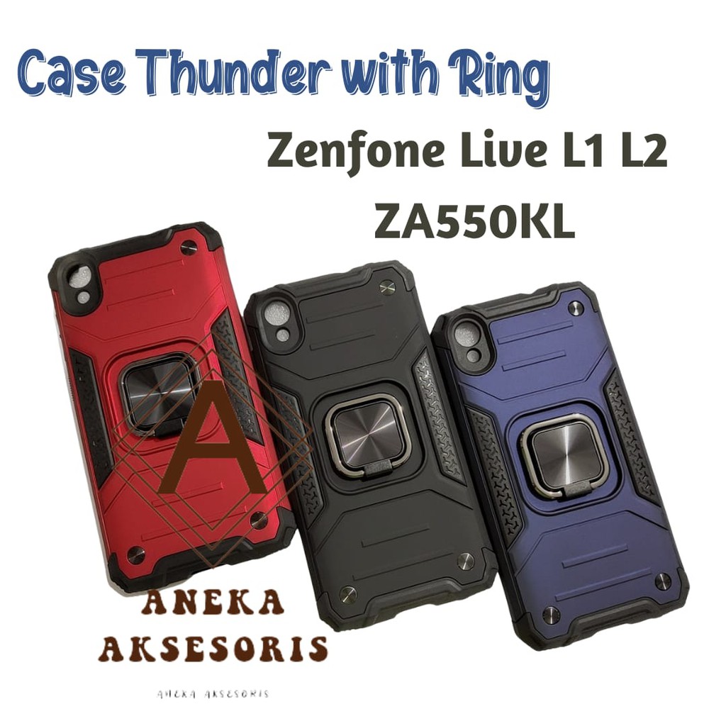 Kickstand Case Zenfone 4 Max ZC554KL Max Pro M1 ZB601KL/ZB602K Hardcase Thunder Carbon with Ring Hol