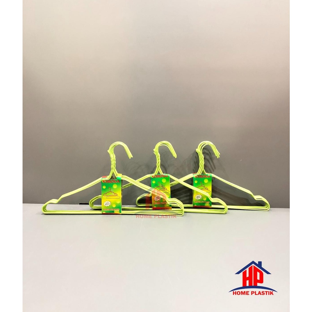 VINODA - Hanger Kawat Warna Vinoda / Hanger Baju Kawat Warna / Gantungan Baju Kawat Lapis isi 10 Pcs