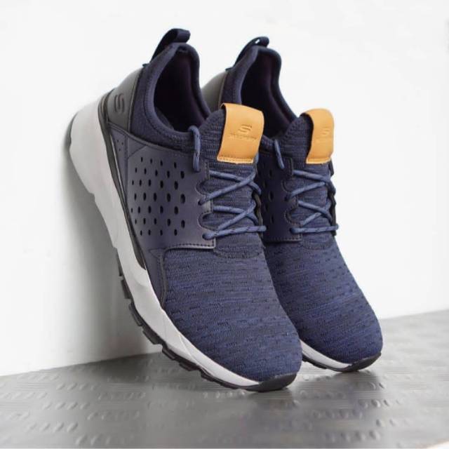 SEPATU CLASSIC FIT SKECHERS MEMORY FOAM NAVY ORIGINAL ART 65659NVY