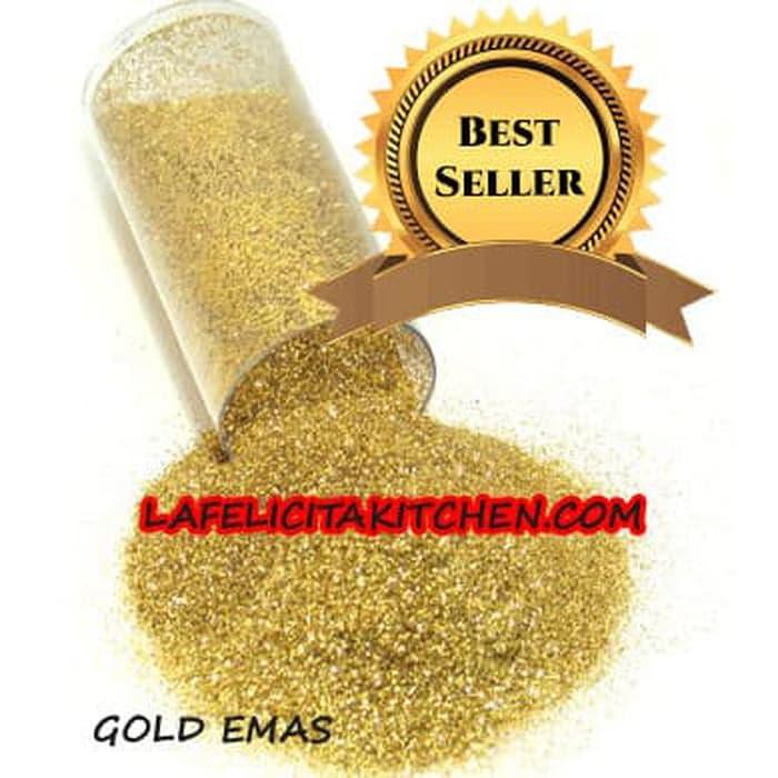 

10G GOLD SHINE GLITTER SPRINKLES SANDING SUGAR GULA SPARKLING CAKE BERKUALITAS