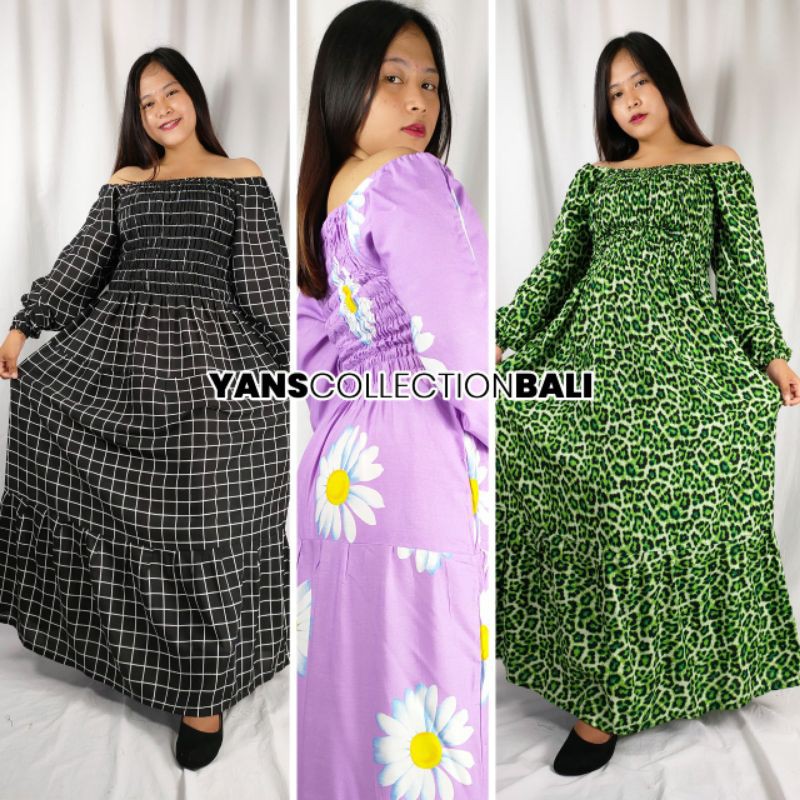 Dress Canda Lengan Panjang Kerut BALI Murah Overall