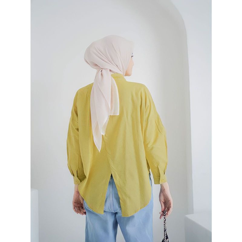 kemeja Wanita Linen Oversize Nelka Shirt Linen Polos