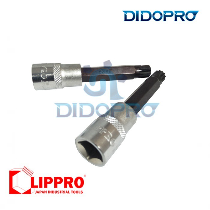 Lippro Mata Socket Star Bit Long M12 x 10 cm DR 1/2&quot; /Kunci L Bintang