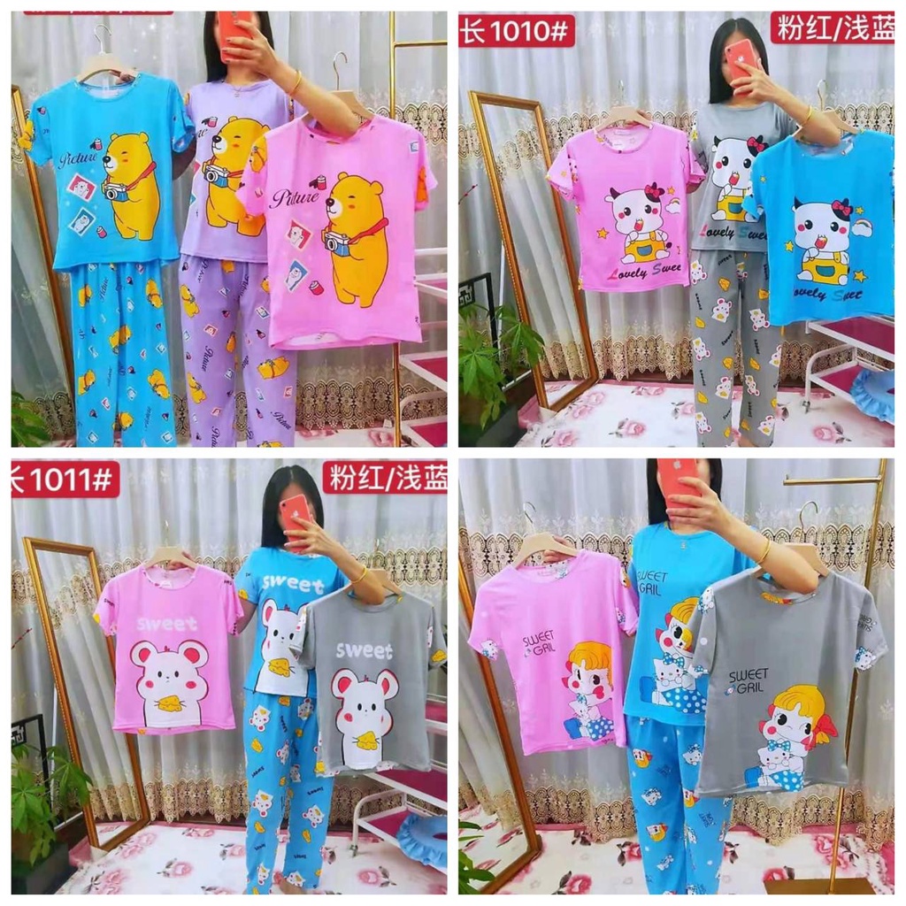 Grosir Baju Tidur Spandex Korea Stelan Dewasa CPHP 3 IN 1 CELANA PANJANG DAN CELANA PENDEK Wanita/Baby doll/Piyama/Murah