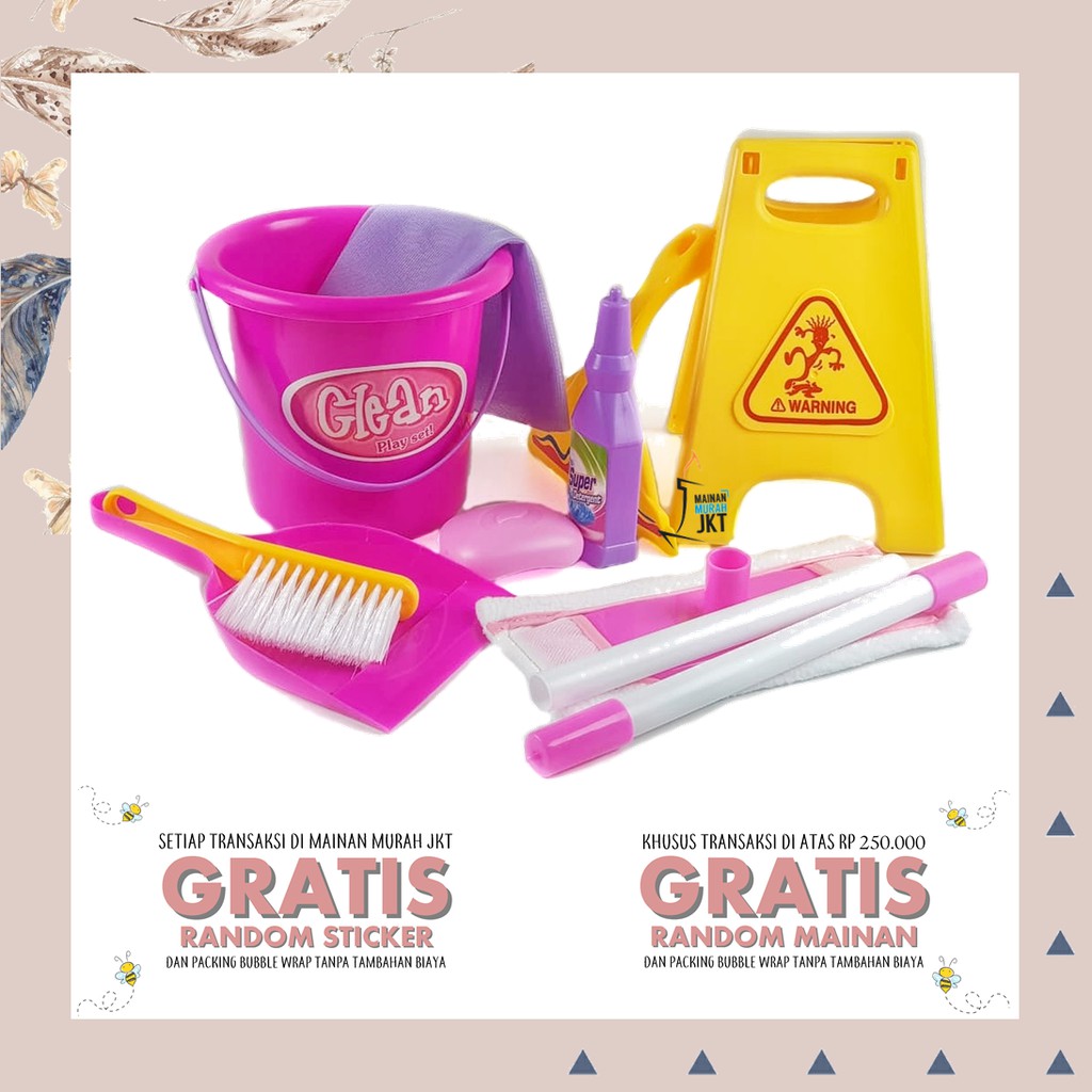  MAINAN  ANAK  ALAT KEBERSIHAN SAPU PEL CLEANING PLAY SET 