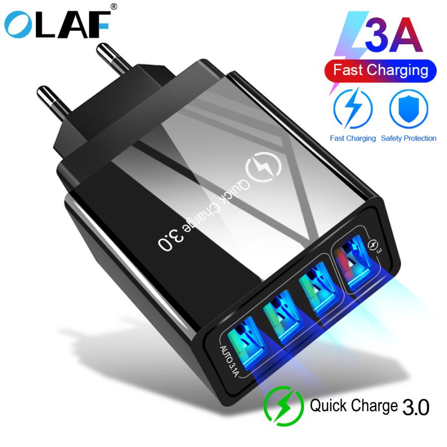 OLAF Charger HP USB Fast Charging QC3.0 4 Port 48W - QC-04 - Black