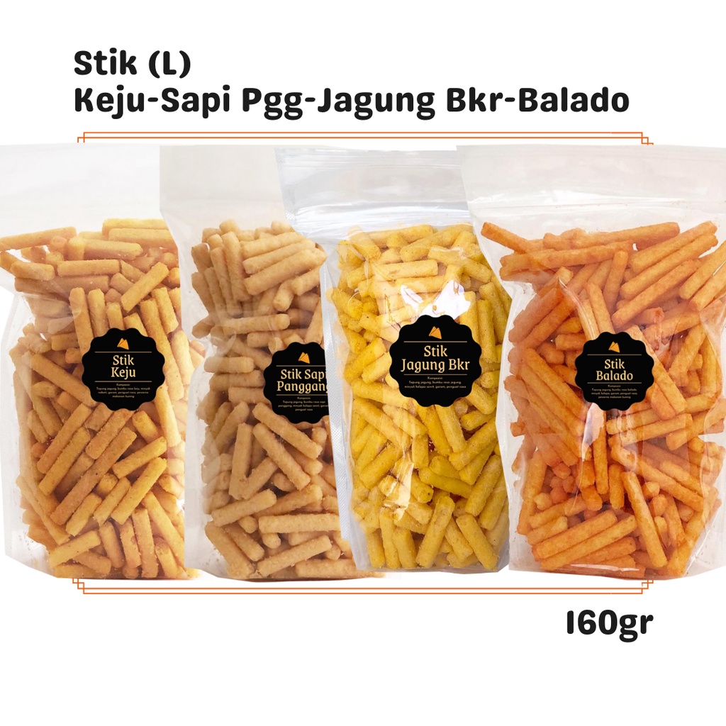 

Stik Keju / Balado / Sapi Panggang / Jagung Bakar (L) 160gr / Snack Cemilan Asin