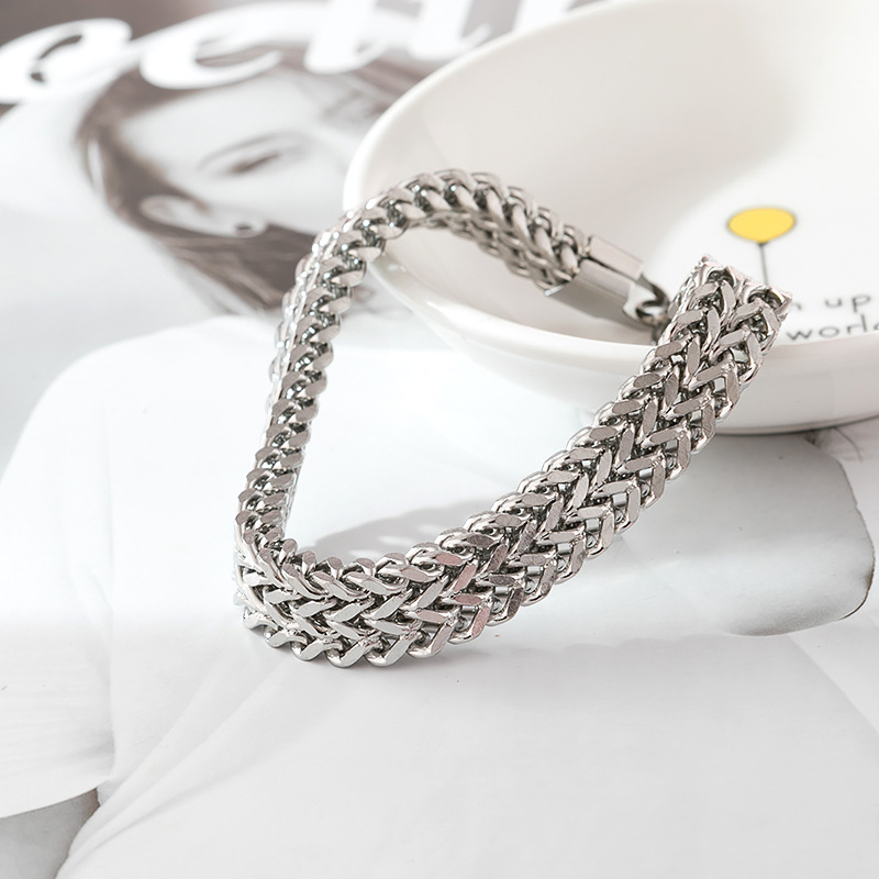 Stainless Steel Chain Buckle Bracelet Men Fashion Jewelry