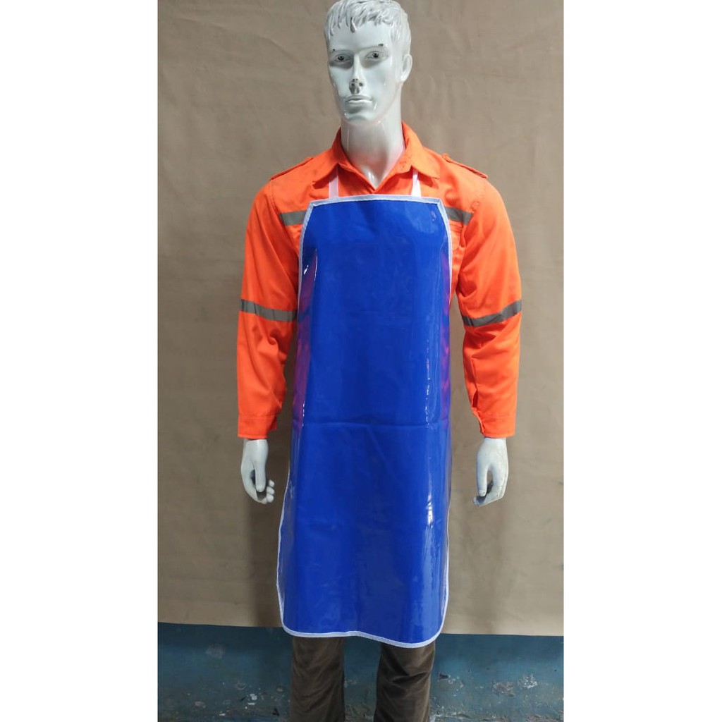 APRON DADA PVC BIRU 90cm X 60 Cm