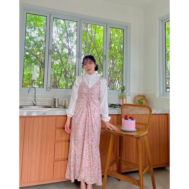 KANON - Megumu Floral Dress - Dress maxi pantai / musim panas motif bunga