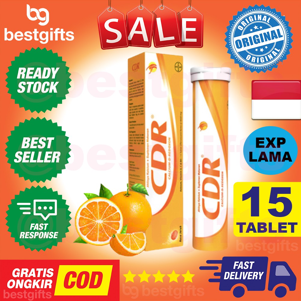 CDR CALCIUM D VITAMIN VIT C D B6 ANTIOKSIDAN KEKEBALAN DAYA TAHAN TUBUH RASA JERUK ORANGE