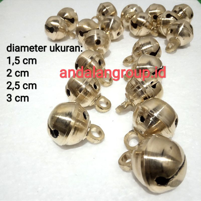 lonceng bulat kuningan krincing lonceng kerincingan klintingan hewan / kucing anjing / tarian barong