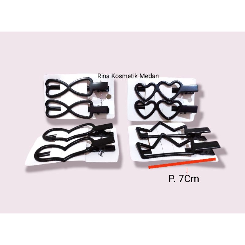 2pcs Jepit Rambut Imut Besi / Kep Rambut / Jepitan rambut Hitam Polos Korea style