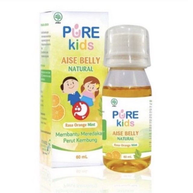 Pure Kids Aise Belly Natural 60ml - Pereda Perut Kembung Anak rasa Jeruk - Obat Kembung Kolik anak