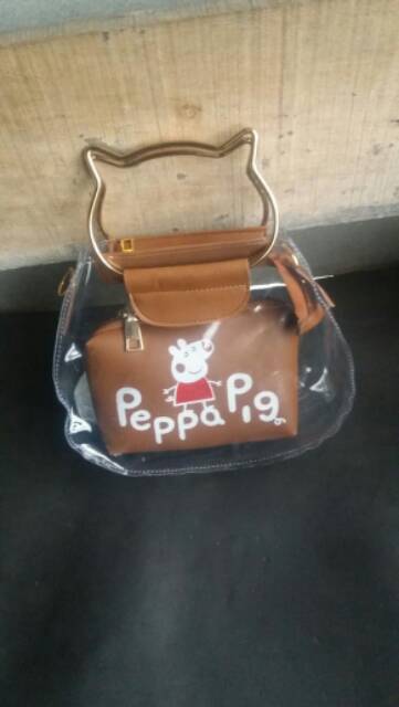 Sling bag Peppo pig mika transparan tas  wanita tas kecil