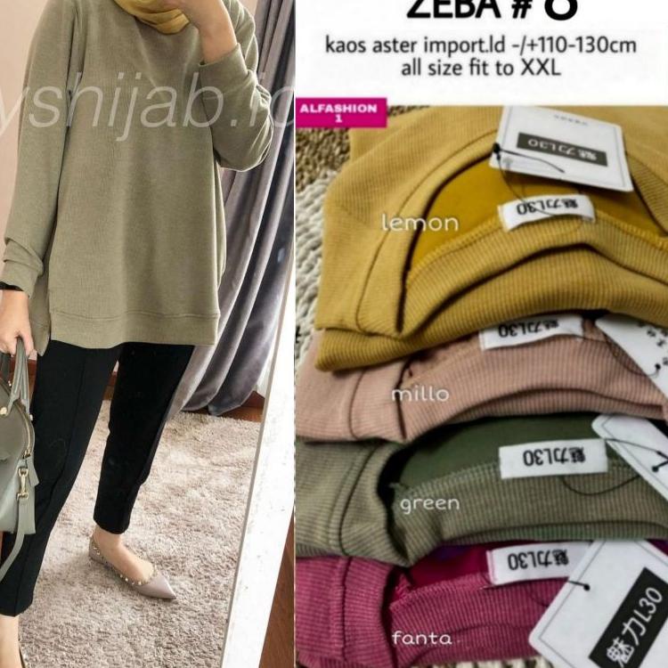 Tidak Diragukan.. zeba knitwear kaos oversize ori alfashion baju atasan wanita kekinian tunik kaos i