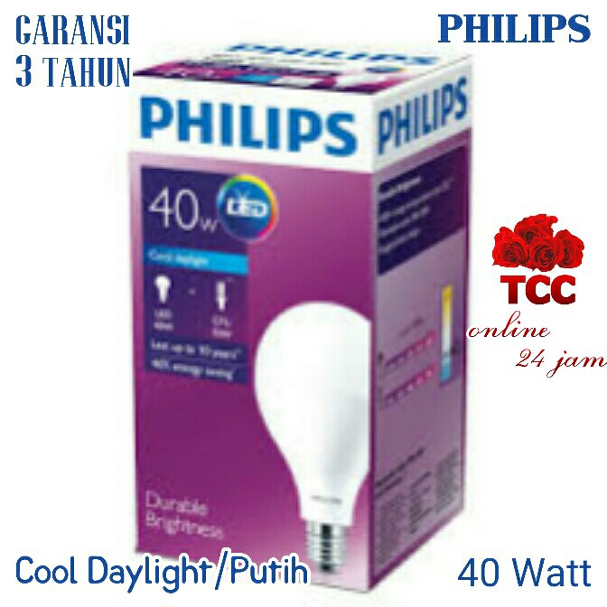 Philips Lampu Led Bulb 40 Watt 40 W 40w Bohlam Cahaya Putih Original