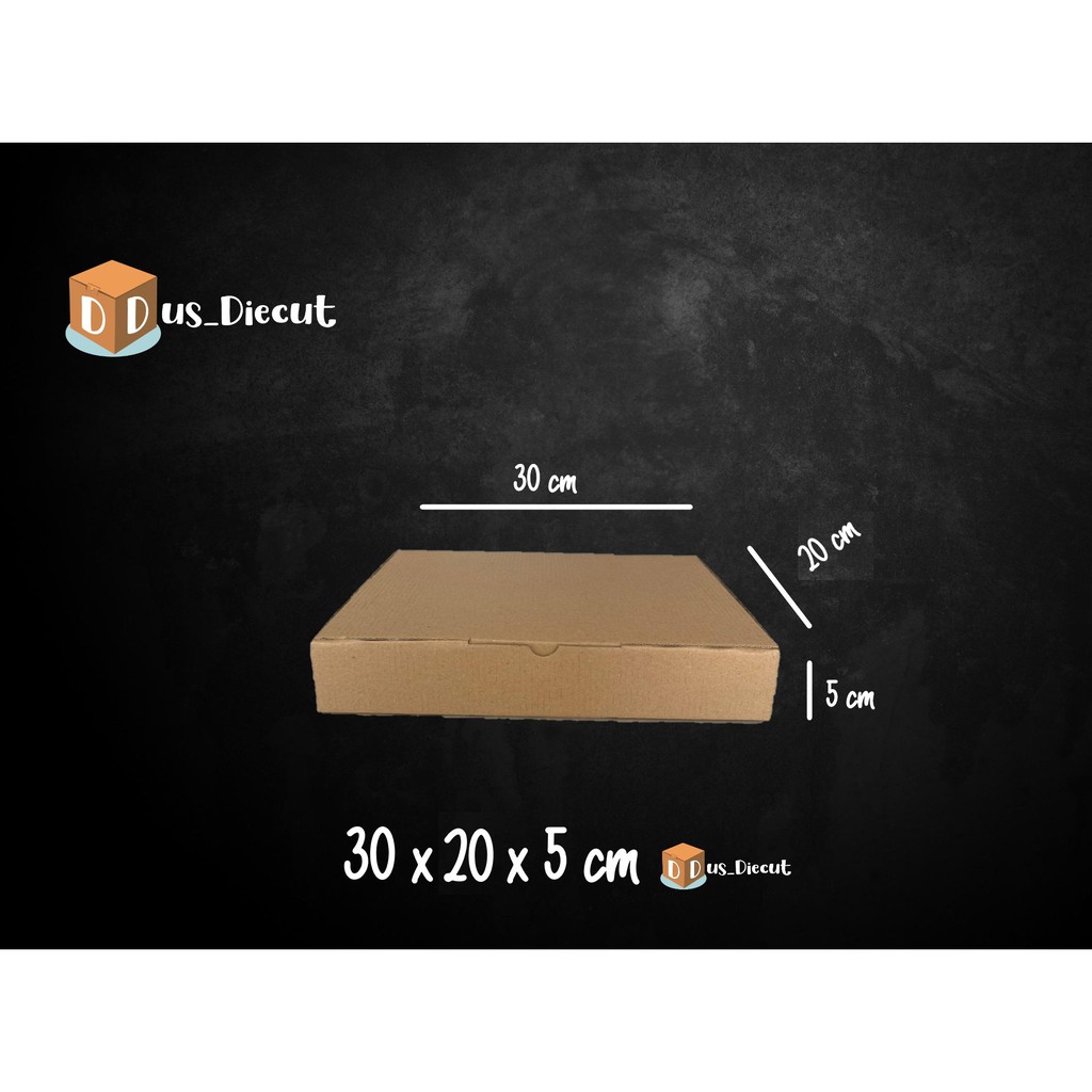 

Kardus die cut uk. 30x20x5 cm (model box pizza)