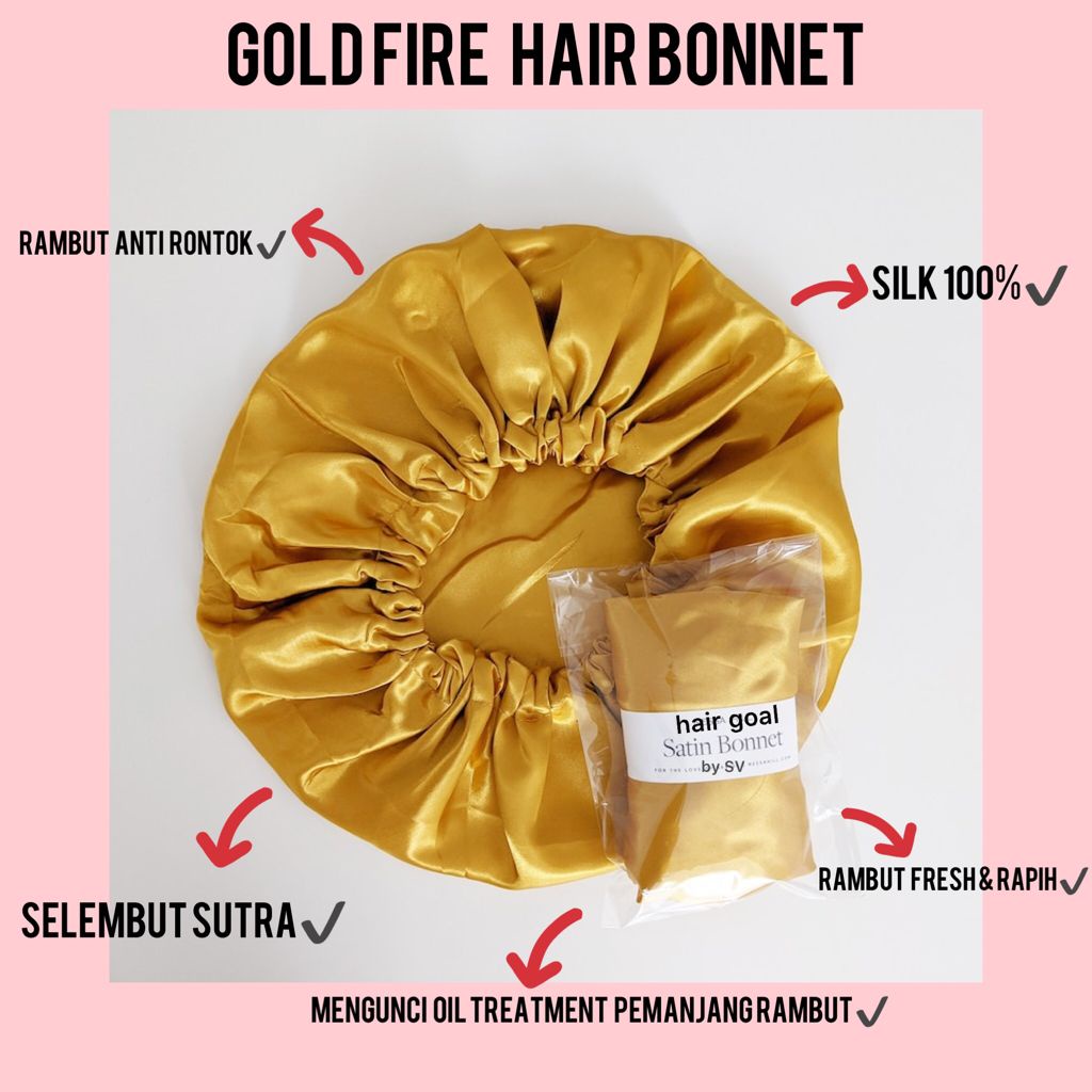 SATIN SV SILK HAIR BONNET GOLD FIRE BY SV/ SLEEPING BONNET/ SILK CAP/ SLEEPING CAP/ SATIN BONNET