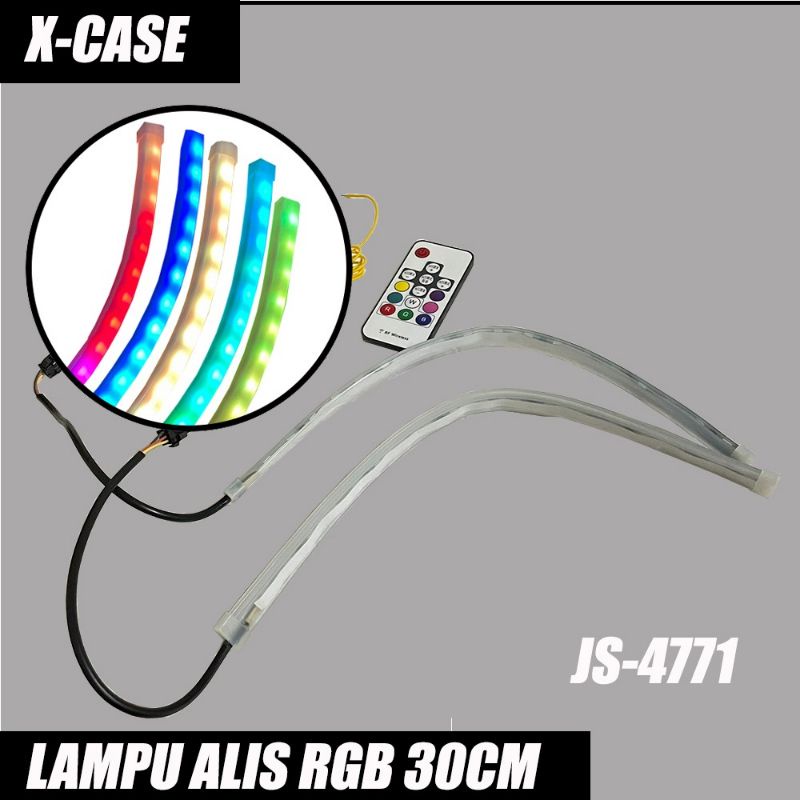 LAMPU ALIS PIPIH GEPENG RUNNING RGB 30CM REMOTE X-CASE JS 4771 UNIVERSAL MOBIL DAN MOTOR