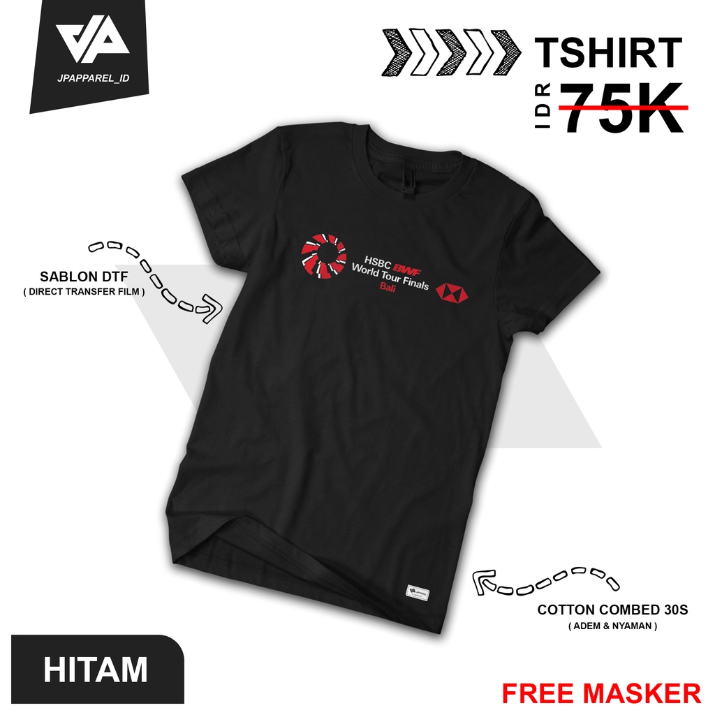 KAOS T-SHIRT BWF WORLD TOUR FINAL BALI 2021 | COTTON COMBED PREMIUM | HITAM, NAVY