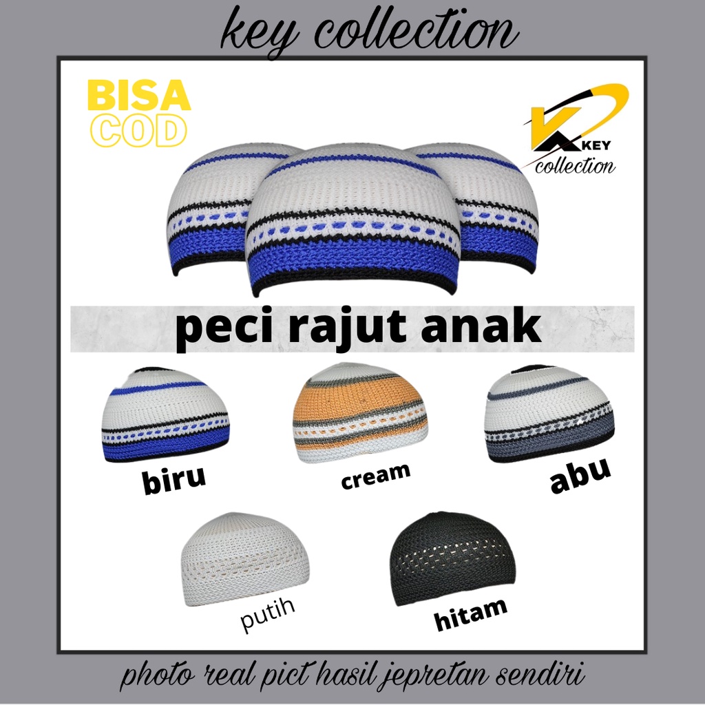 Peci Rajut Anak / Kopiah Rajut Anak / Peci Rajut Muslim / Peci Rajut Anak Polos