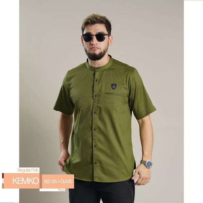 Samase Kemko Kemeja Koko B 212 - Olive - Pique - Lengan Pendek