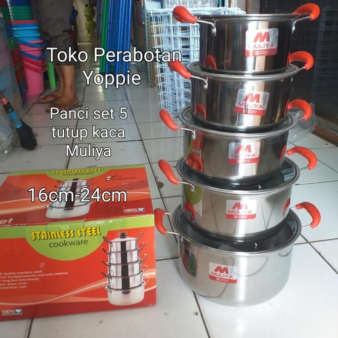 populer] Panci set stainless,panci set 5 tutup kaca,panci muliya,panci set kaca