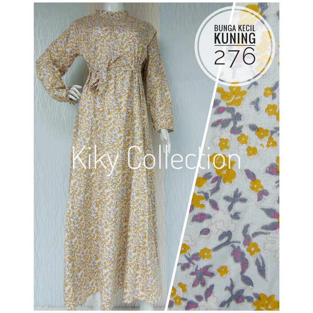 Gamis Katun Jepang Original  Motif BUNGA KECIL TANPA SAKU Size S M L