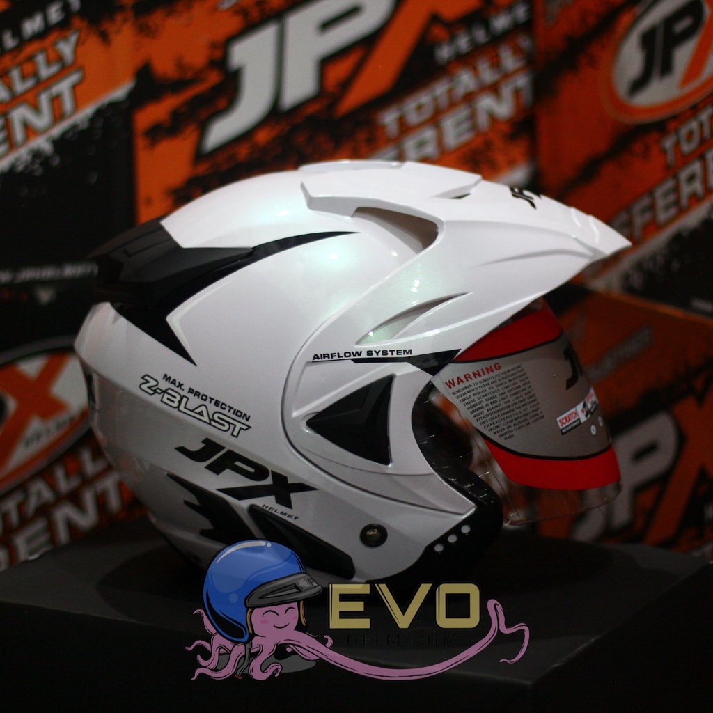 HELM JPX HALFFACE_JPX Z-BLAST - PEARL WHITE GLOSS ( ONGKIR 2KG) JPX HALFFACE JPX SEMICROSS JPX ZBLAST