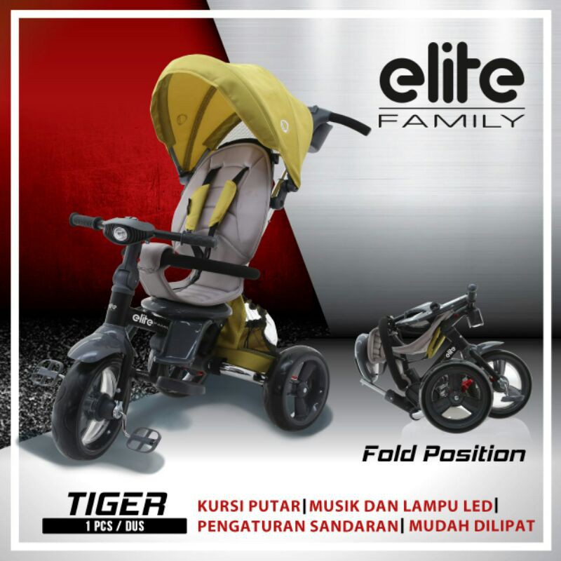 KHUSUS LUAR KOTA - Sepeda Anak Roda Tiga Family Elite - Tiger Stroller