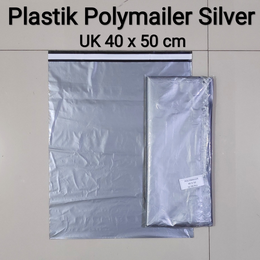 Polymailer uk 40x50 (50pcs) Plastik Packing Lem Silver, Plastik Lem