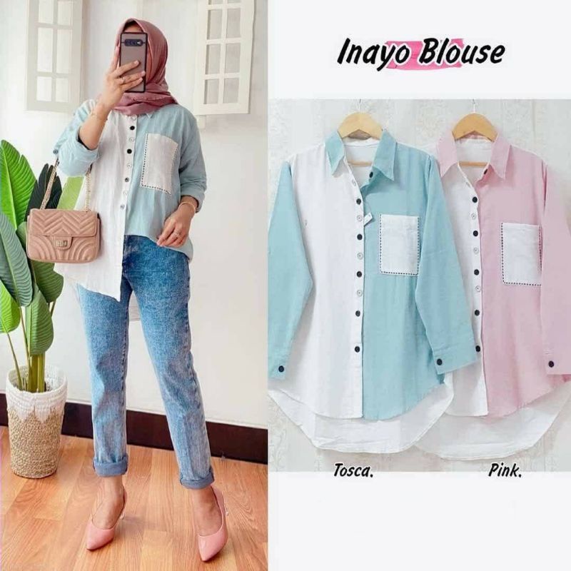 BLOUSE WANITA COTTON RAYON FIT XL/INAYO BLOUSE/ATASAN MUSLIM WANITA TERBARU/KEMEJA ATASAN WANITA KATUN/FAR MOSLEMSTORE