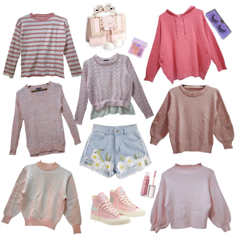 Preloved Rajut Pink Edition (Kepang, Balon, Fuzzy, Lidi, Hoodie, Crop, Cardi, Outer, Batwing)