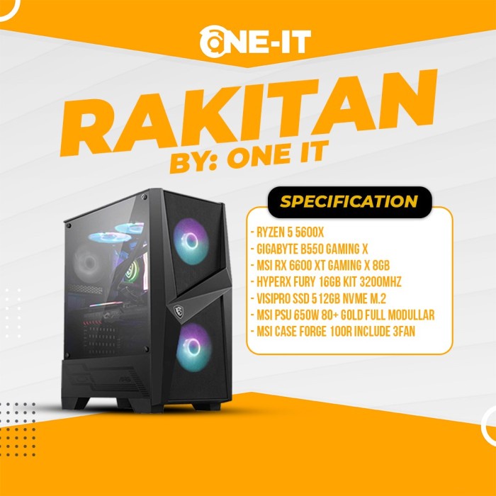 PC Rakitan Ryzen 5 5600X | RX 6600 XT | RAM 16 GB 3200 | SSD 512 GB
