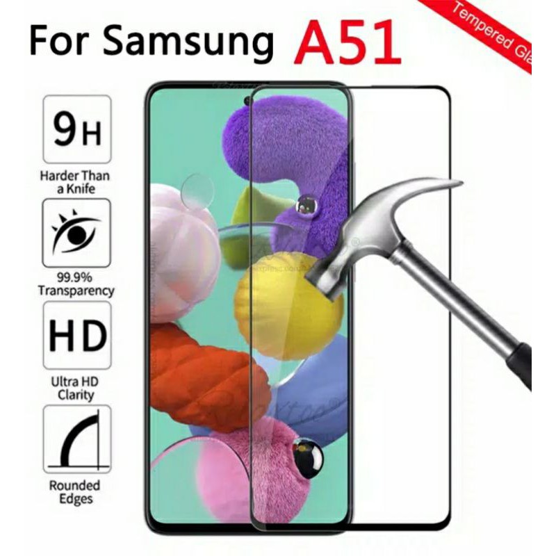 tempered glass bening list black samsung  A14 A33 A23 A13 A51 A71 A31 A32 A52 A72 A12 A02 A02S A10S A21S A30S anti gores kaca fullayar