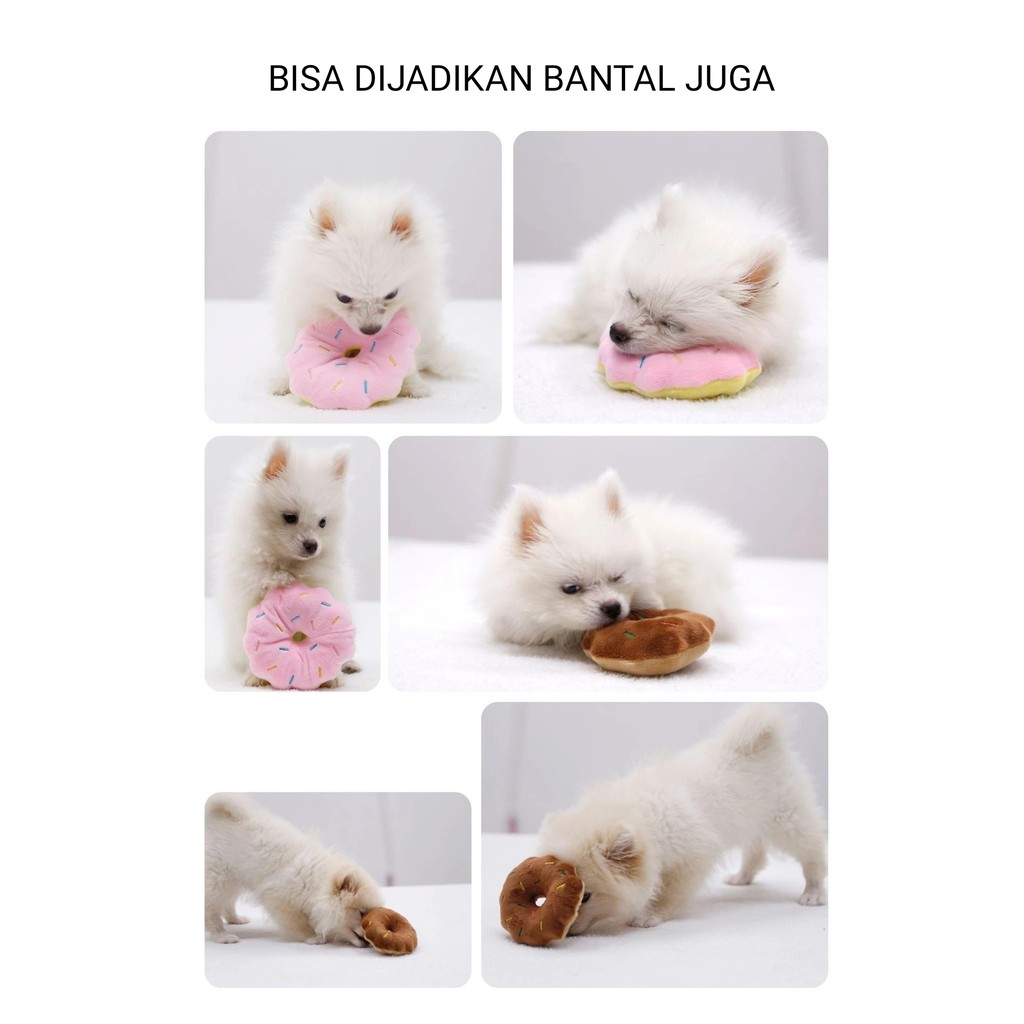 Mainan Gigit Boneka Gigitan Bunyi Untuk Kucing dan Anjing Bentuk Donat / Pet Chew Plush Toy